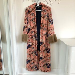 Robe style calf length jacket